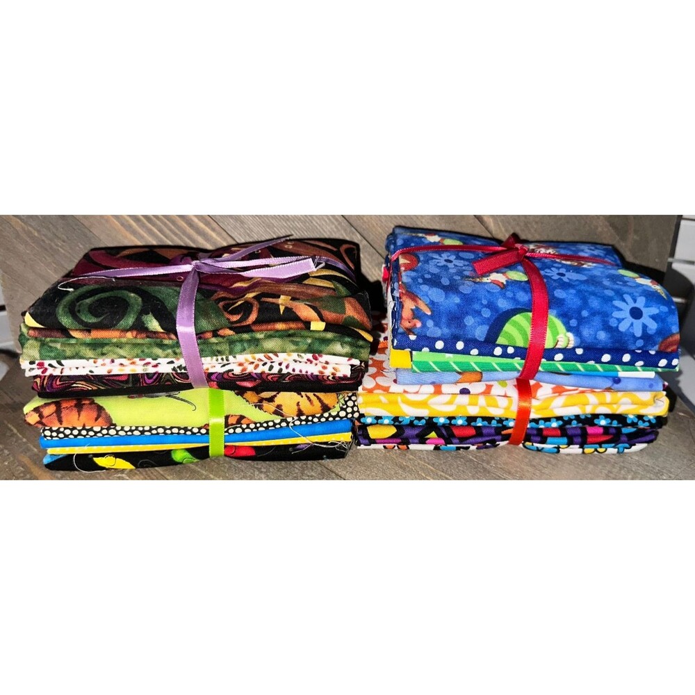 Bundle of 40 Cotton Fat Quarters 18x21 Assorted Prints Fun Hearts Floral Bright